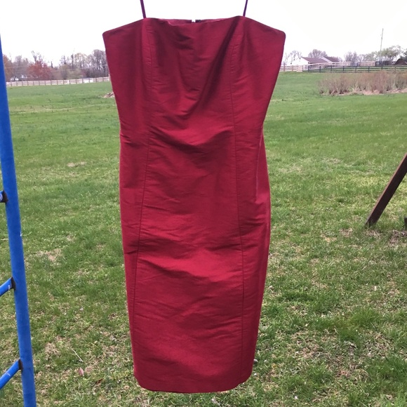 Ann Taylor Strapless Silk Red Cocktail Dress - Picture 3 of 6